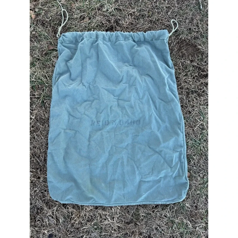US Military Laundry Barracks Bag- Green Canvas Drawstring Army